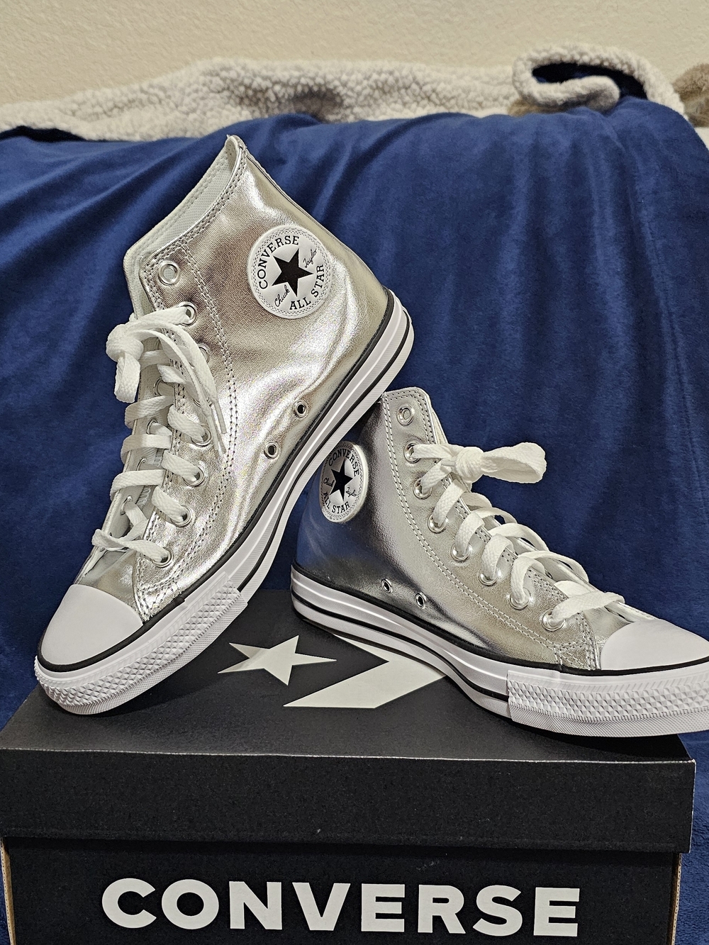 Converse High Top Sneakers - Silver Metallic
